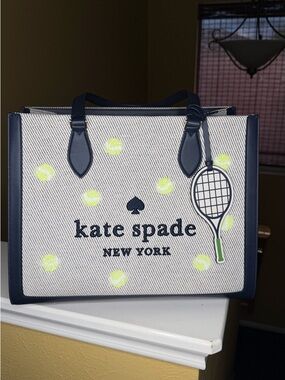 kate spade New York Navy, White & Neon Yellow Tennis Tote